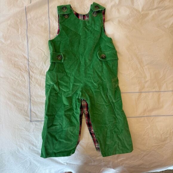 The Beaufort Bonnet Company Green Corduroy Overalls and Rugby Romper 6-12 month - Picture 5 of 7